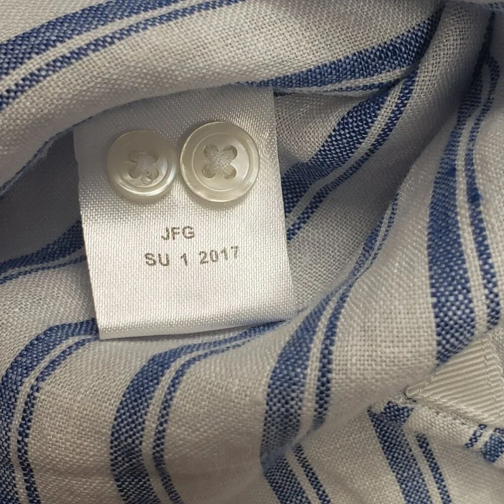 Untuckit Women Button-Up Linen Shirt Wehlen Blue White Stripe NWT/NWOT Pick Size - Picture 6 of 12